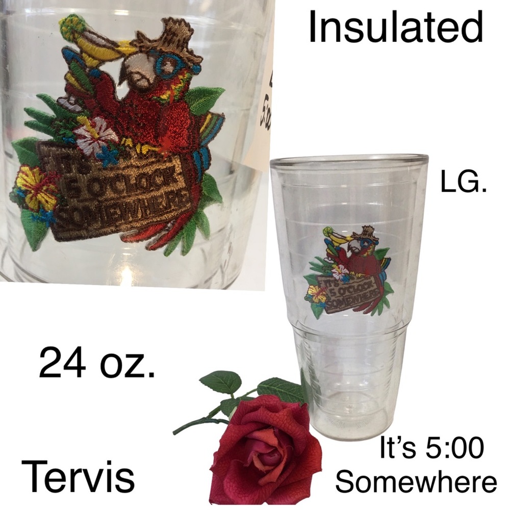 Tervis Tumbler Margaritaville It’s 5 O’clock somewhere hurricane patch Emb NWOT